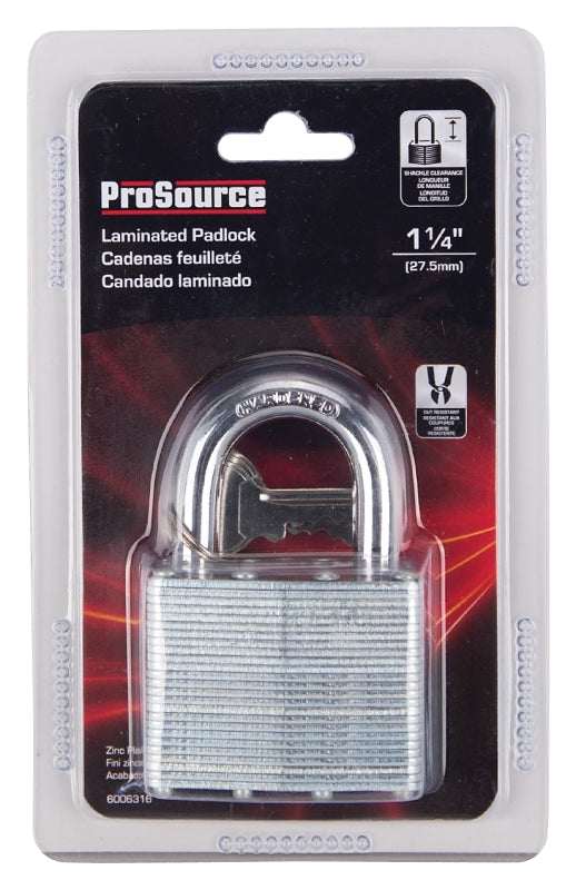 ProSource HD00016 Padlock, Standard Shackle, 11/32 in Dia Shackle, 1-1/2 in H Shackle, Steel Shackle, Steel Body