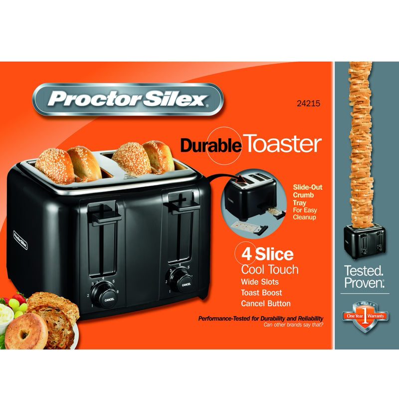 Proctor Silex Plastic Black 4 slot Toaster 8 in. H X 12.25 in. W X 11.31 in. D, Pack of 2