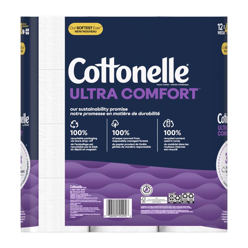 Cottonelle Ultra ComfortCare Toilet Paper 12 Rolls 244 sheet 4 in., Pack of 4