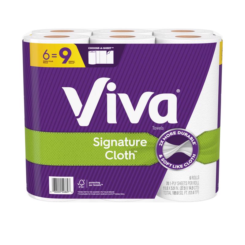Viva Signature Cloth Paper Towels 70 sheet 1 ply 6 pk, Pack of 4