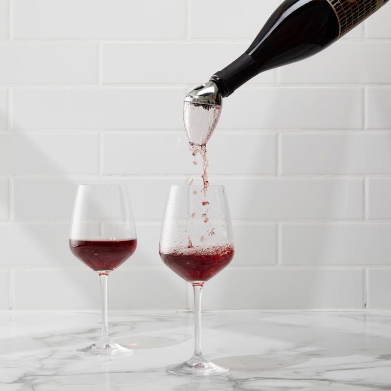 Houdini Deluxe 16 oz Silver Chrome Aerating Wine Pourer