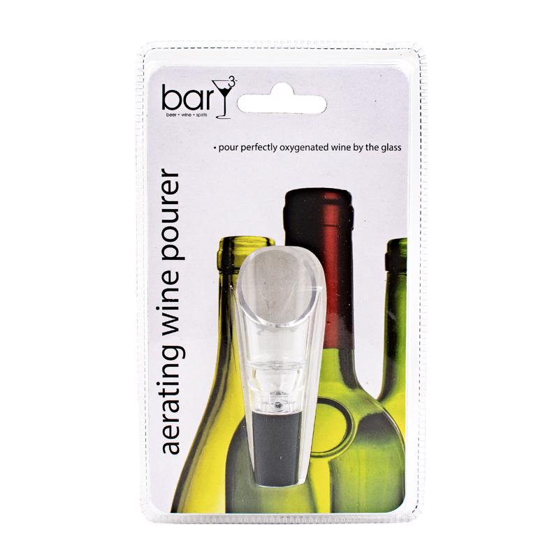 BarY3 Black/Clear Plastic/Silicone Aerating Wine Pourer