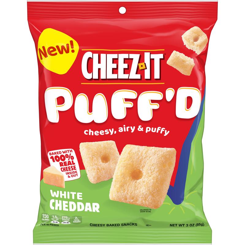 Cheez It Puff''D White Cheddar Crackers 3 oz Bagged, Pack of 6