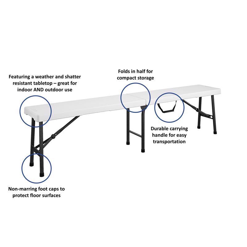 Cosco White Plastic Casual Folding Bench 1 pk