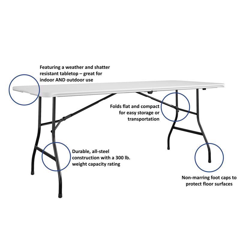 Cosco Casual 29.69 in. W X 72 in. L Rectangular Folding Buffet Table, Pack of 2