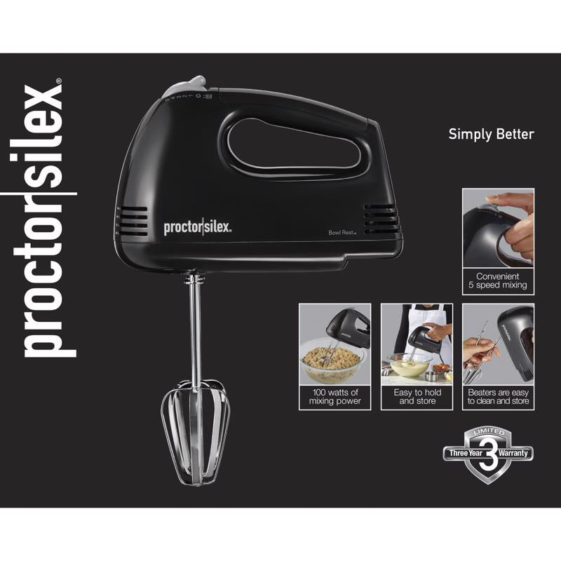 Hamilton Beach Proctor Silex Black 5 speed Hand Mixer