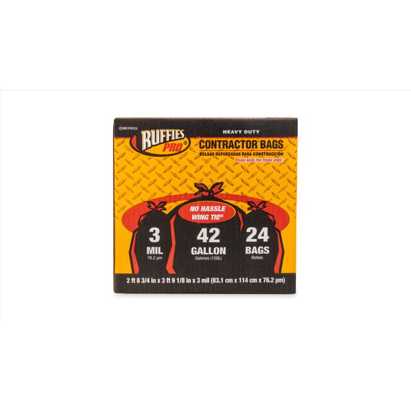 Ruffies 42 gal Contractor Bags Wing Ties 24 pk, Pack of 4