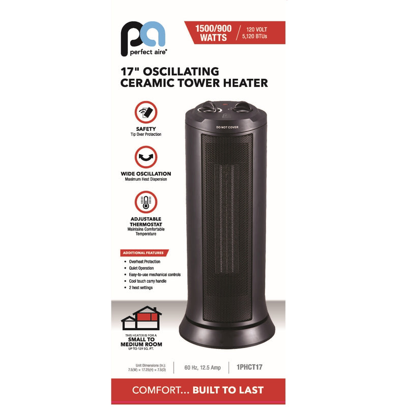 Perfect Aire 128 sq ft Electric Oscillating Tower Space Heater 5120 BTU