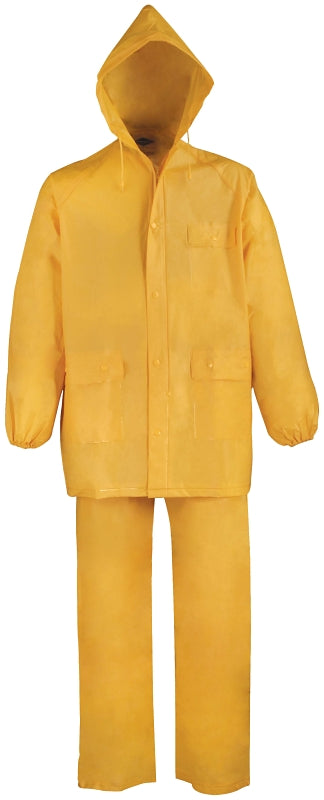 Diamondback 8127LBXX Rain Suit, 2XL, 31-1/2 in Inseam, PVC, Yellow, Drawstring, Zipper