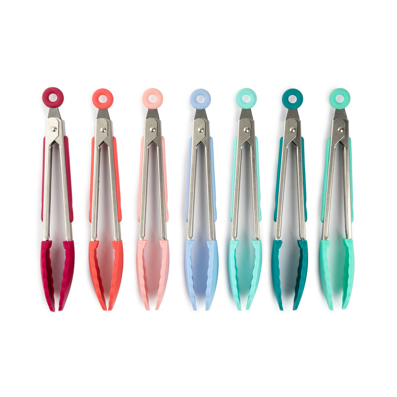 Core Kitchen Assorted Silicone/Stainless Steel Mini Locking Tongs, Pack of 18