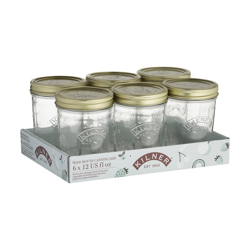 Kilner Wide Mouth Canning Jar 12 oz 6 pk, Pack of 2