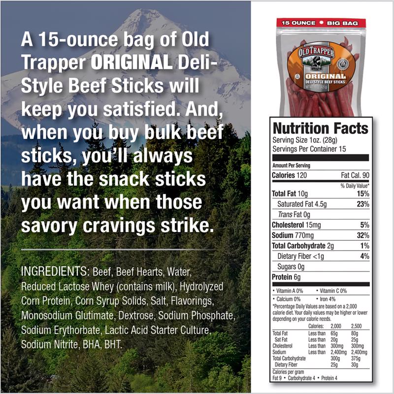 Old Trapper Deli Sticks Original Beef Deli Sticks 15 oz Bagged