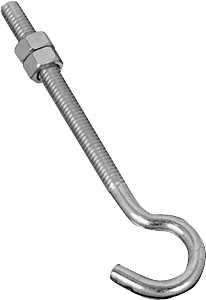 National Hardware 2162BC Series N221-689 Hook Bolt, 5/16-18 Thread, 3-1/4 in L Thread, 5 in L, Steel, Zinc-Plated, Pack of 10
