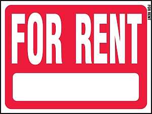 Hy-Ko RS-603 Real Estate Sign, 18 x 24 in Dimensions, Rectangular, FOR RENT, White Legend, Red Background, Plastic, 5/PK, Pack of 5