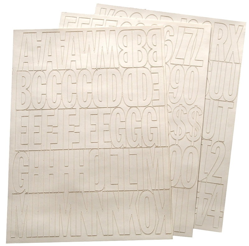 Hy-Ko 30014 Die-Cut Number and Letter Set, 2 in H Character, White Character, White Background, Vinyl