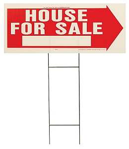 Hy-Ko RS-801 Lawn Sign, House For Sale, White Legend, Red Background, Plastic, 9-1/2 in H x 24 in W Dimensions, Pack of 5