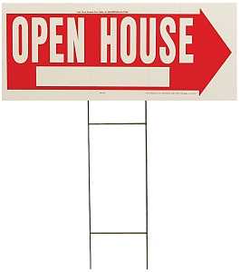 Hy-Ko RS-803 Lawn Sign, OPEN HOUSE, White Legend, Red Background, Plastic, 24 in L x 9-1/2 in W Dimensions, Pack of 5