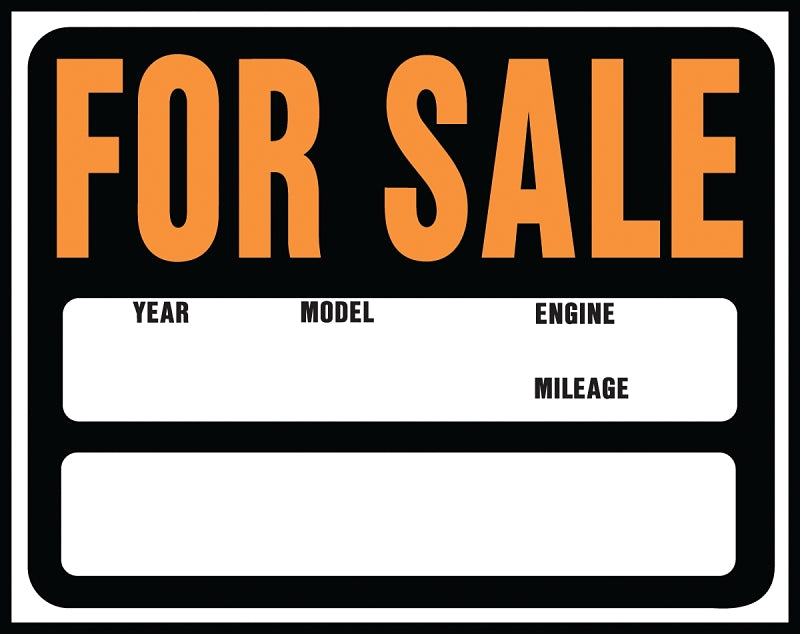 Hy-Ko Hy-Glo Series SP-112 Medium Size Identification Sign, FOR SALE, Fluorescent Orange Legend, Black Background, Pack of 5