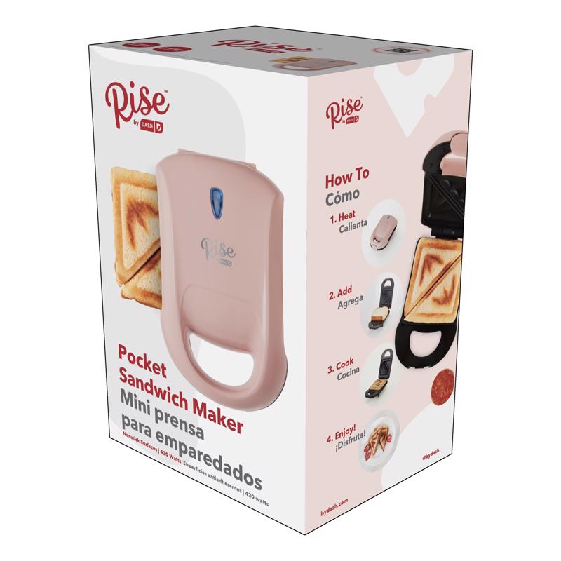 Rise by Dash Pink Metal Nonstick Surface Sandwich Maker