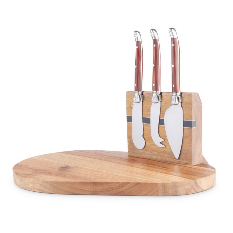 Final Touch 10 in. L X 7.3 in. W X 0.5 in. Wood Cheese Board with Slicer