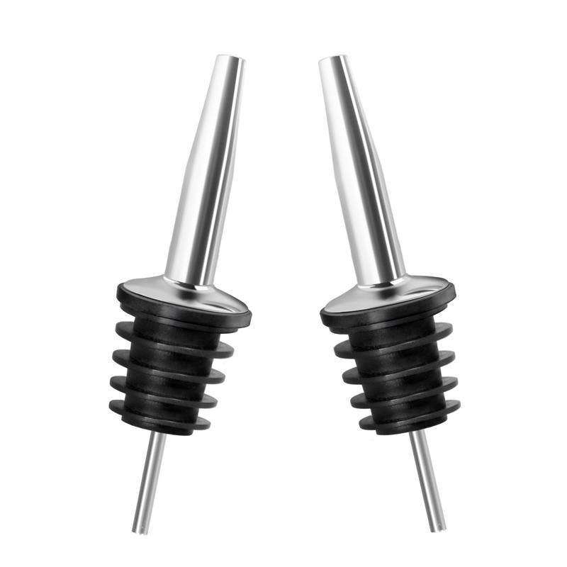 Final Touch Black/Silver Stainless Steel/Silicone Bottle Pourer