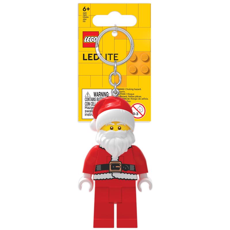 LEGO Minifigures Plastic Red/White Santa Keychain w/LED Light, Pack of 6