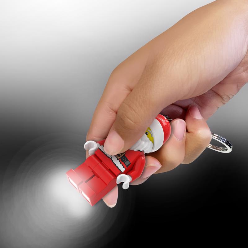 LEGO Minifigures Plastic Red/White Santa Keychain w/LED Light, Pack of 6