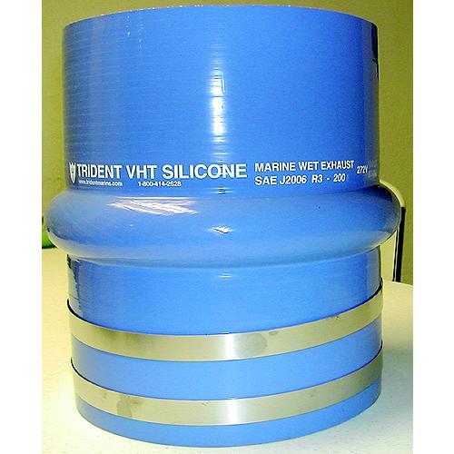 Blue Silicone ″VHT″ Single Hump Hose w/T-Bolt Clamps, 6″