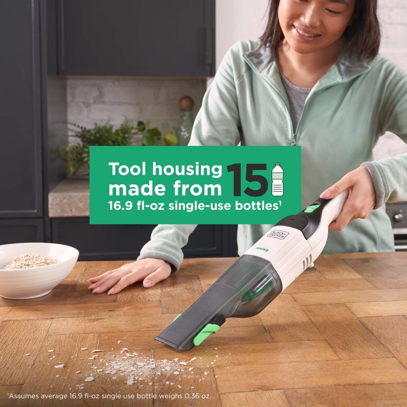 Black+Decker REVHV8J40 Cordless Handheld Vacuum, 19 W, 8 V Battery, Jack Plug Battery, Gray/White Housing