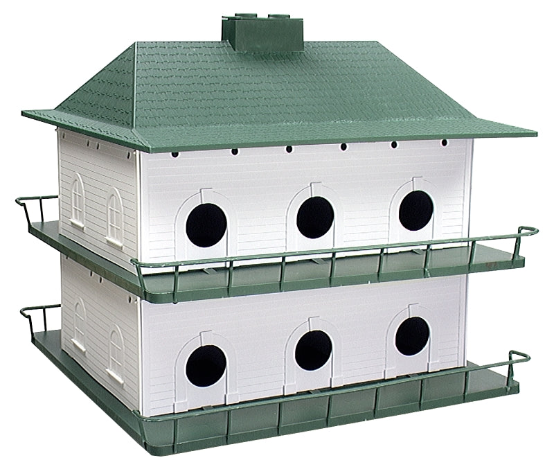 Heath PH-12 Bird House, 21 in W, 7-1/4 in D, 18 in H, Plastic, Green/White, Pole Mounting