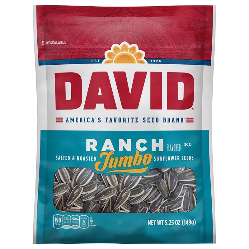 David Jumbo Ranch Sunflower Seeds 5.25 oz Bagged, Pack of 12