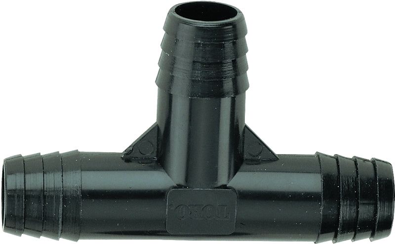 Toro 53390 Tee, 3/8 in Connection, Barbed, Plastic, Black, Pack of 50