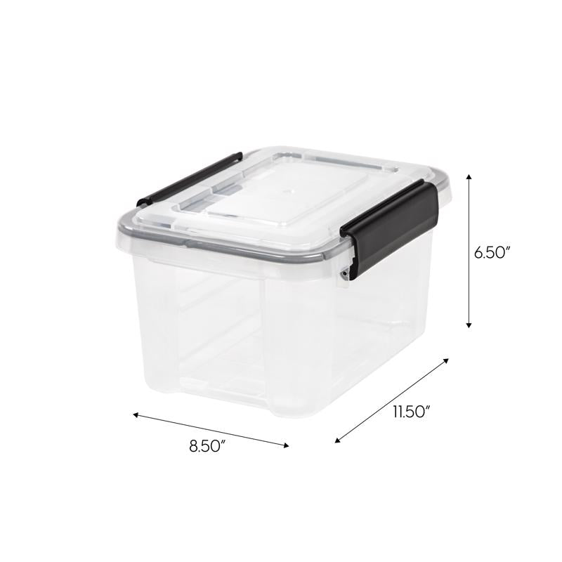 IRIS WeatherPro 6.5 qt Black/Clear Storage Box 6.50 in. H X 8.50 in. W X 11.50 in. D Stackable, Pack of 6