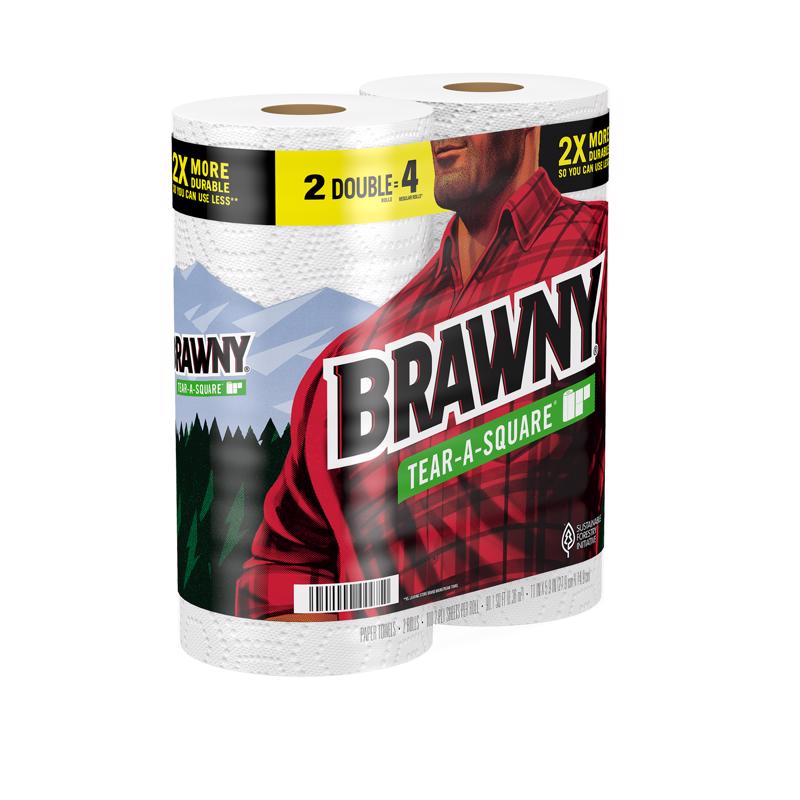 Brawny Tear-A-Square Paper Towels 100 sheet 2 ply 2 pk, Pack of 12
