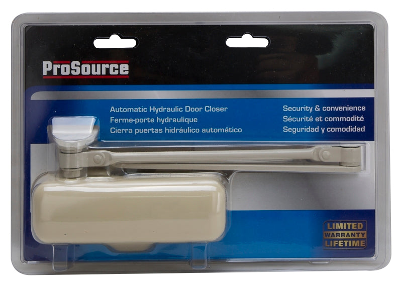 ProSource C101-BH-SA-IV Door Closer, Non-Handed Hand, Automatic, Aluminum, Ivory, 85 lb