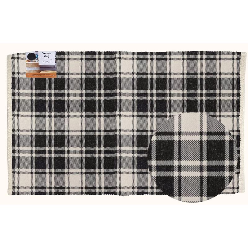 First Concept 36 in. W X 24 in. L Black/White Checkered Polyester Accent Rug