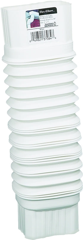 Amerimax 37084HPC Flex Elbow, 2 x 3 in Gutter, Plastic, White