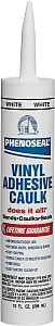 DAP PHENOSEAL 00005 Vinyl Adhesive Caulk, White, 48 hr Curing, -20 to 180 deg F, 10 oz Cartridge, Pack of 12