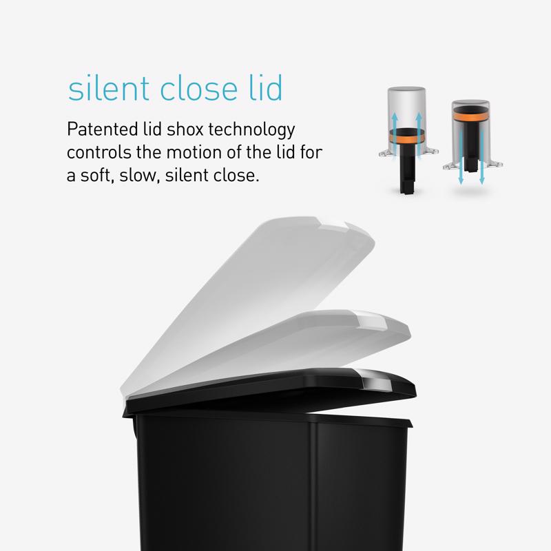 Simpehuman 40 L Black Plastic Step On Trash Can