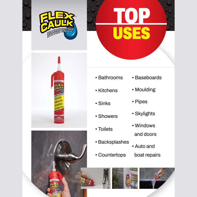 Flex Seal Family of Products Flex Caulk White Polymer Advanced Hybrid Polymer Caulk 9 oz, Pack of 4