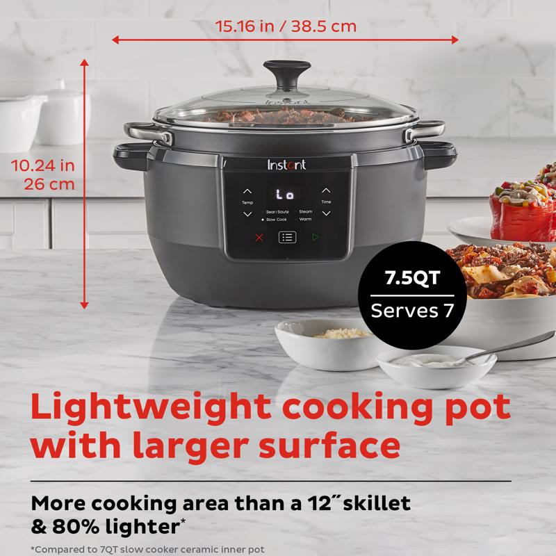 Instant 7.5 qt Black/Silver Aluminum Programmable Slow Cooker