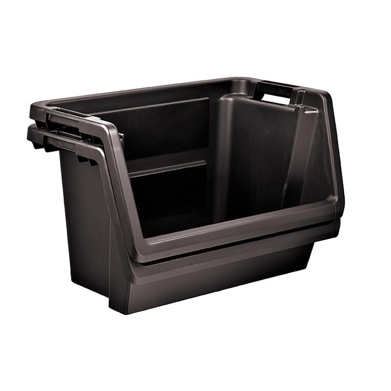 Starplast Black Storage Bin 14.4 in. H X 15.6 in. W X 28 in. D Stackable, Pack of 4