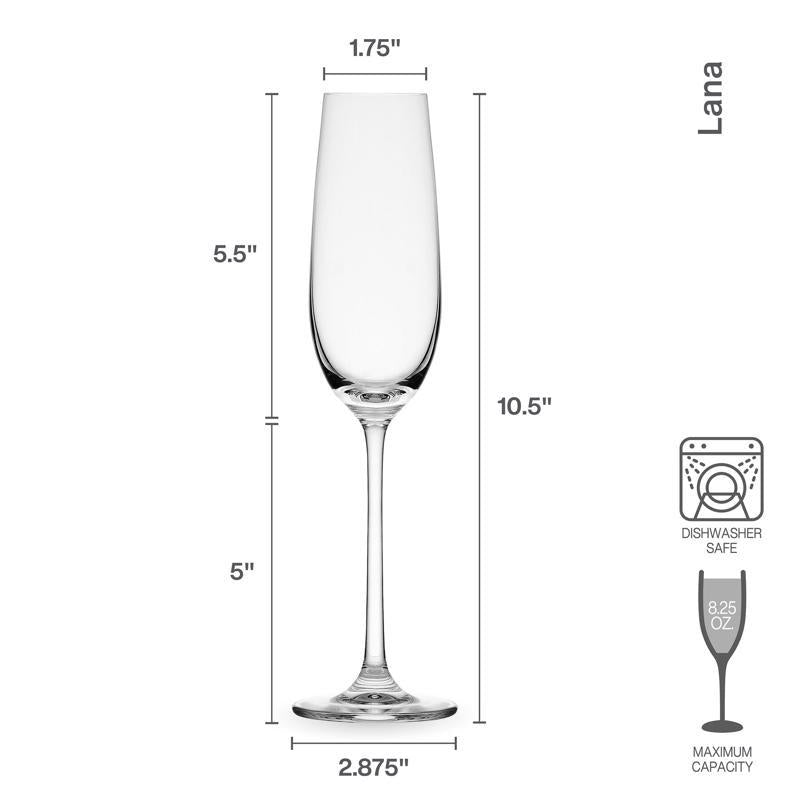 Lifetime Brands Mikasa 8.25 oz Clear Glass Lana Flute Glass
