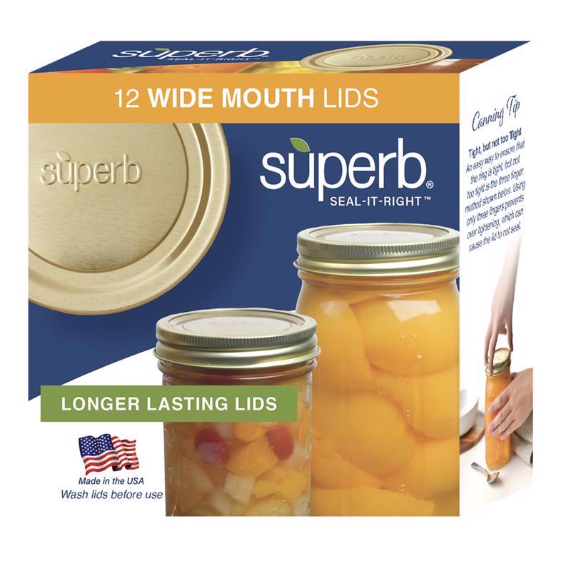 Superb Wide Mouth Canning Lid 12 pk, Pack of 24