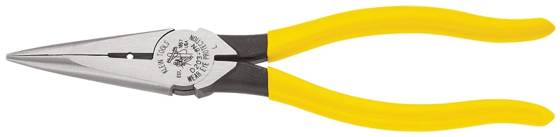 Klein Tools D203-8N Nose Plier, Knurled Jaw, 8-7/16 in OAL, 1-1/4 in Jaw Opening, Yellow Handle