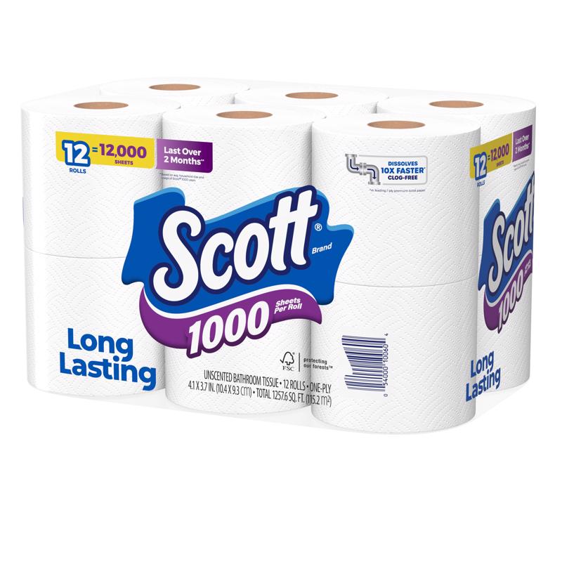 Scott Toilet Paper 12 Rolls 12000 sheet, Pack of 4