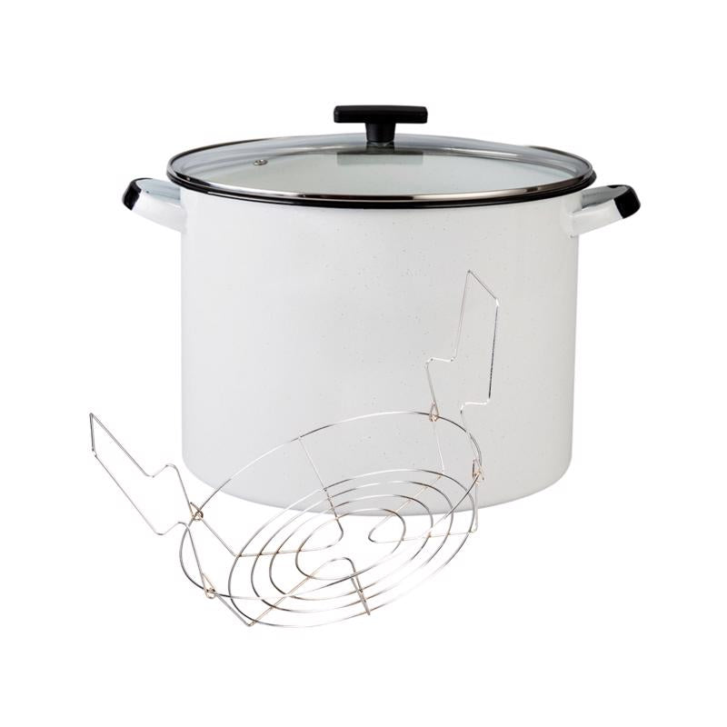 Granite Ware Ceramic Over Steel Canner 21 qt White
