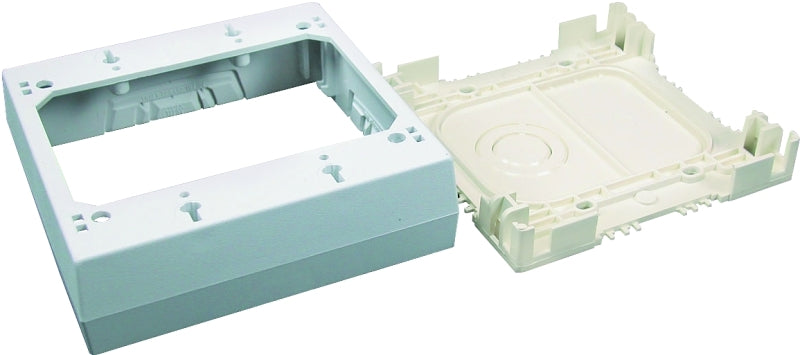 Wiremold NMW Series NMW3-2 Outlet Box, 2-Gang, Plastic, White, Wall Mounting