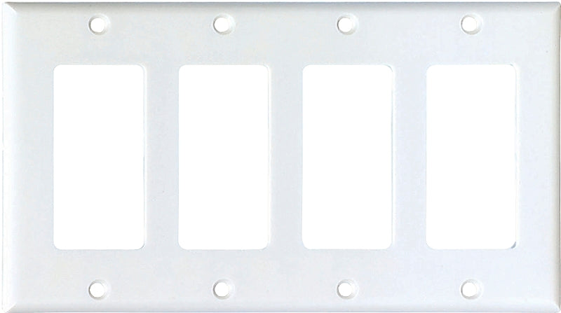 Eaton Wiring Devices 2164W-BOX Wallplate, 4-1/2 in L, 8.19 in W, 4-Gang, Thermoset, White, High-Gloss