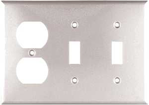 Eaton Wiring Devices 2158W-BOX Combination Wallplate, 4-1/2 in L, 6-3/8 in W, Standard, 3-Gang, Thermoset, White